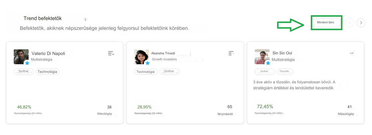 Kereskedésmásolás az eToro-n: kereskedők listája kategóriánként