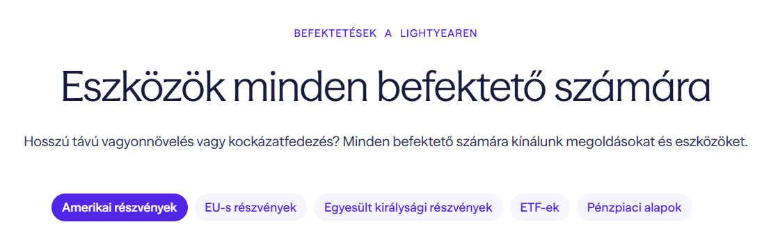 A Lightyear termékkínálata
