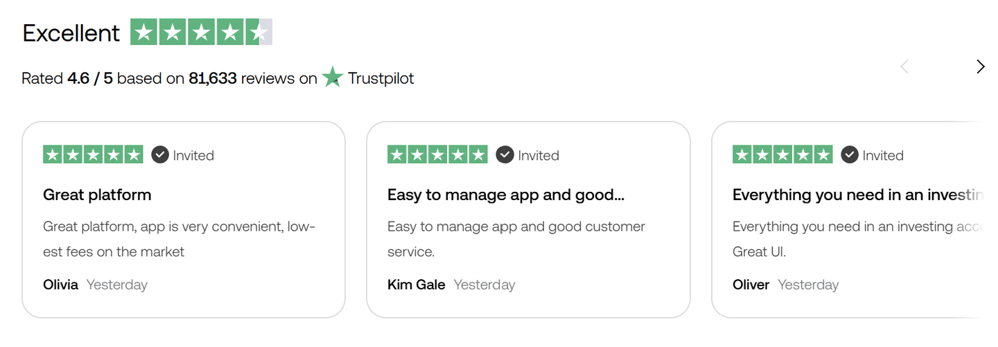 Trading 212 értékelése a Trustpiloton