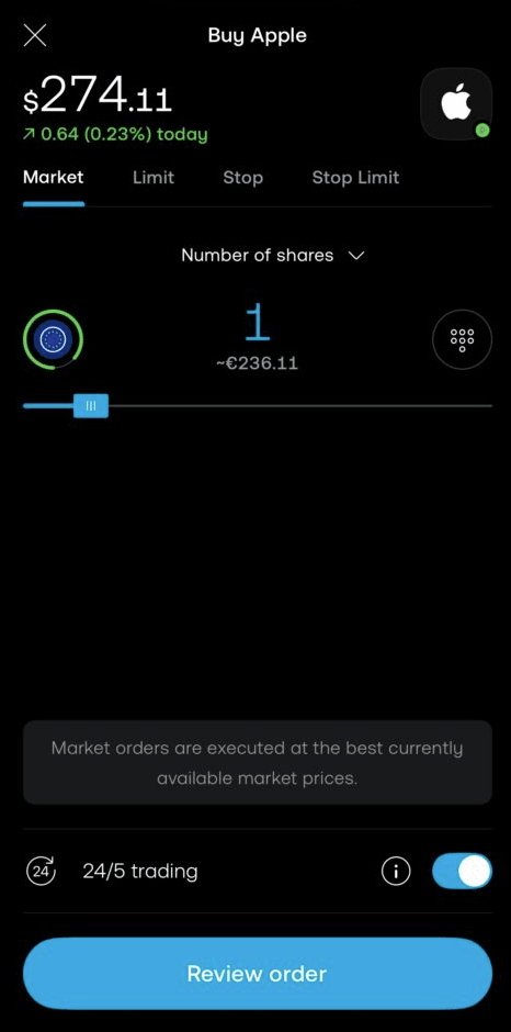 Apple-részvények megvásárlása