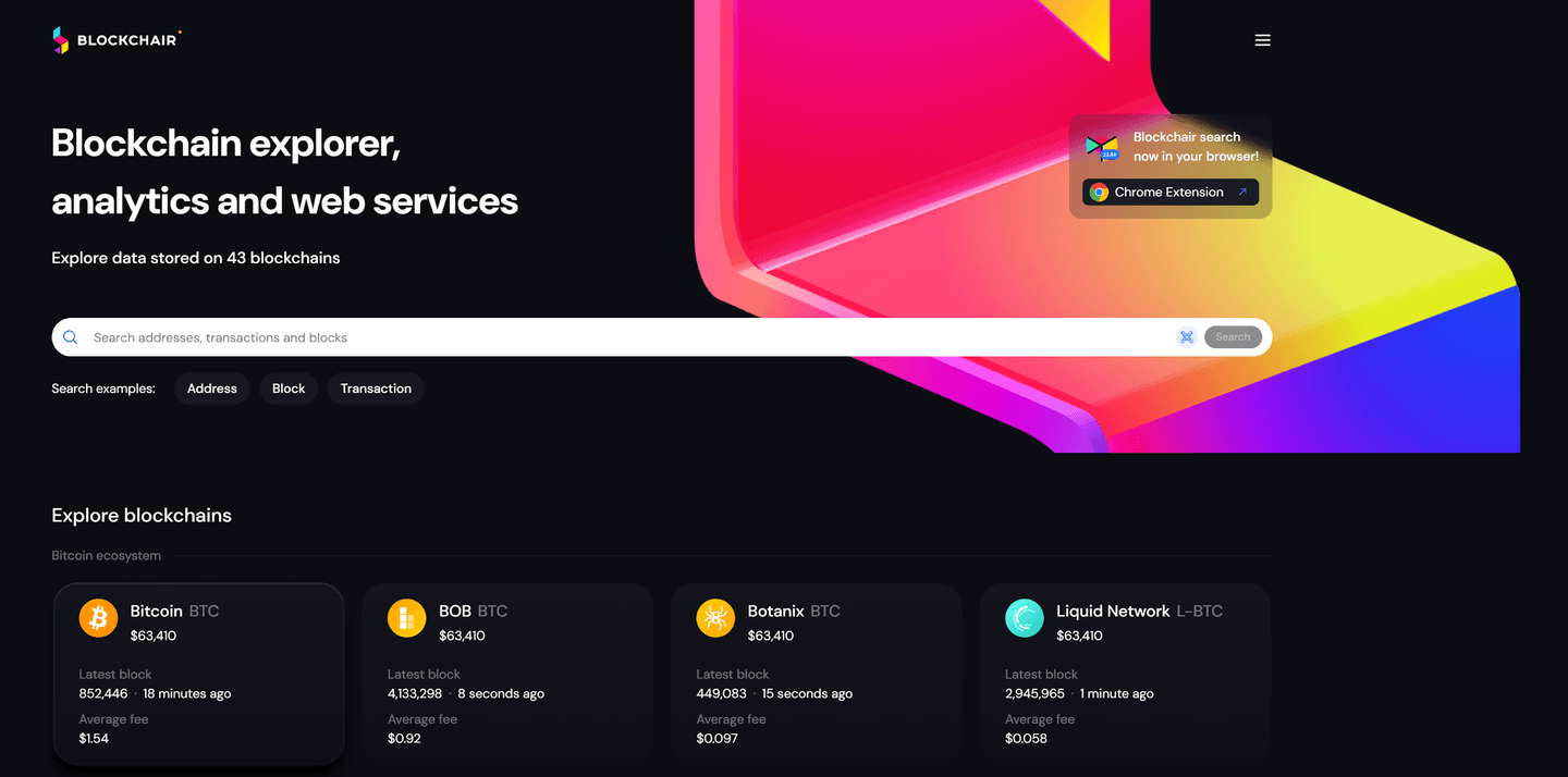 Belépés a Blockchairbe