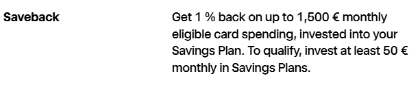 Trade Republic kártya 1% saveback-kel