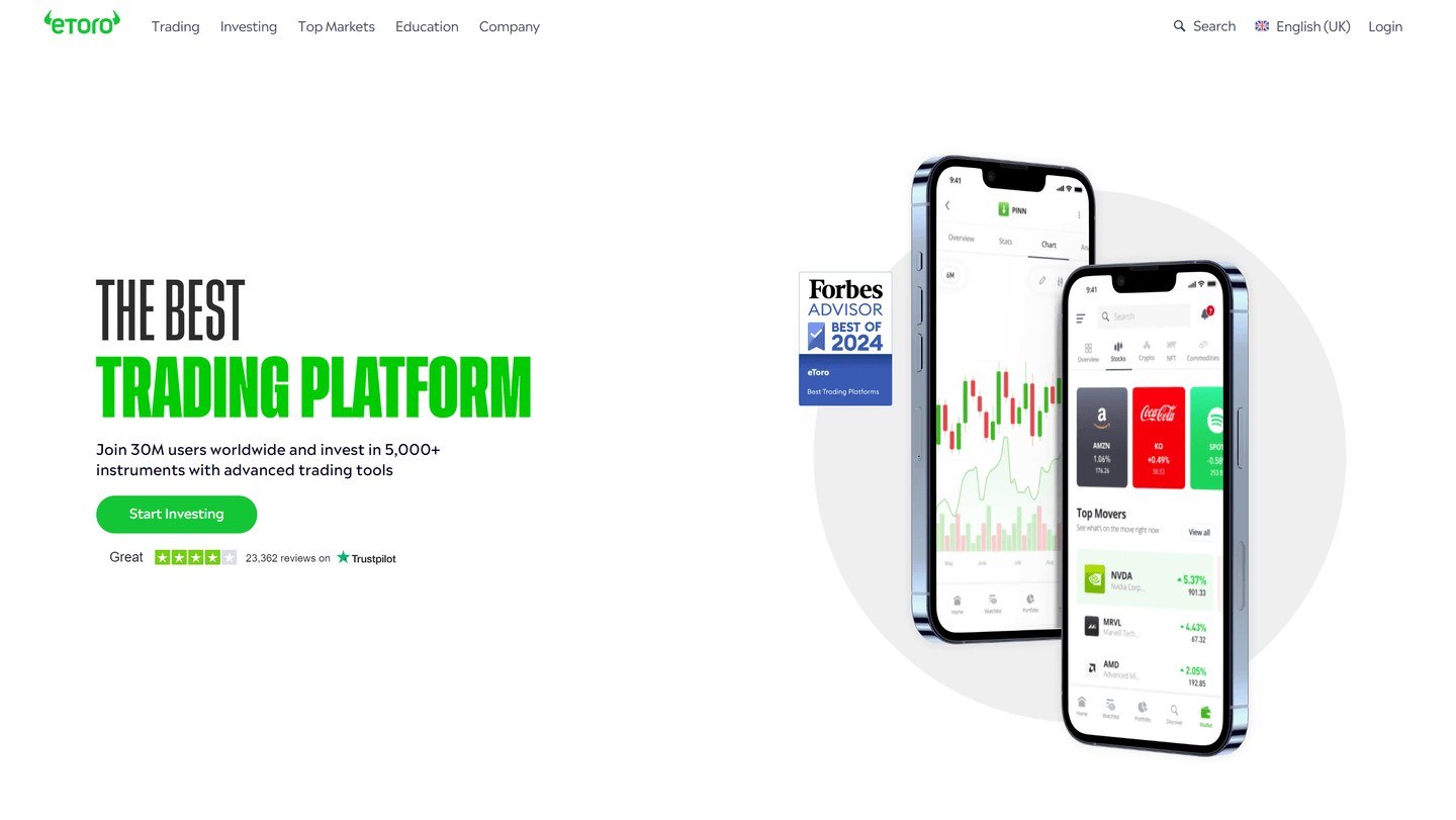 eToro weboldal