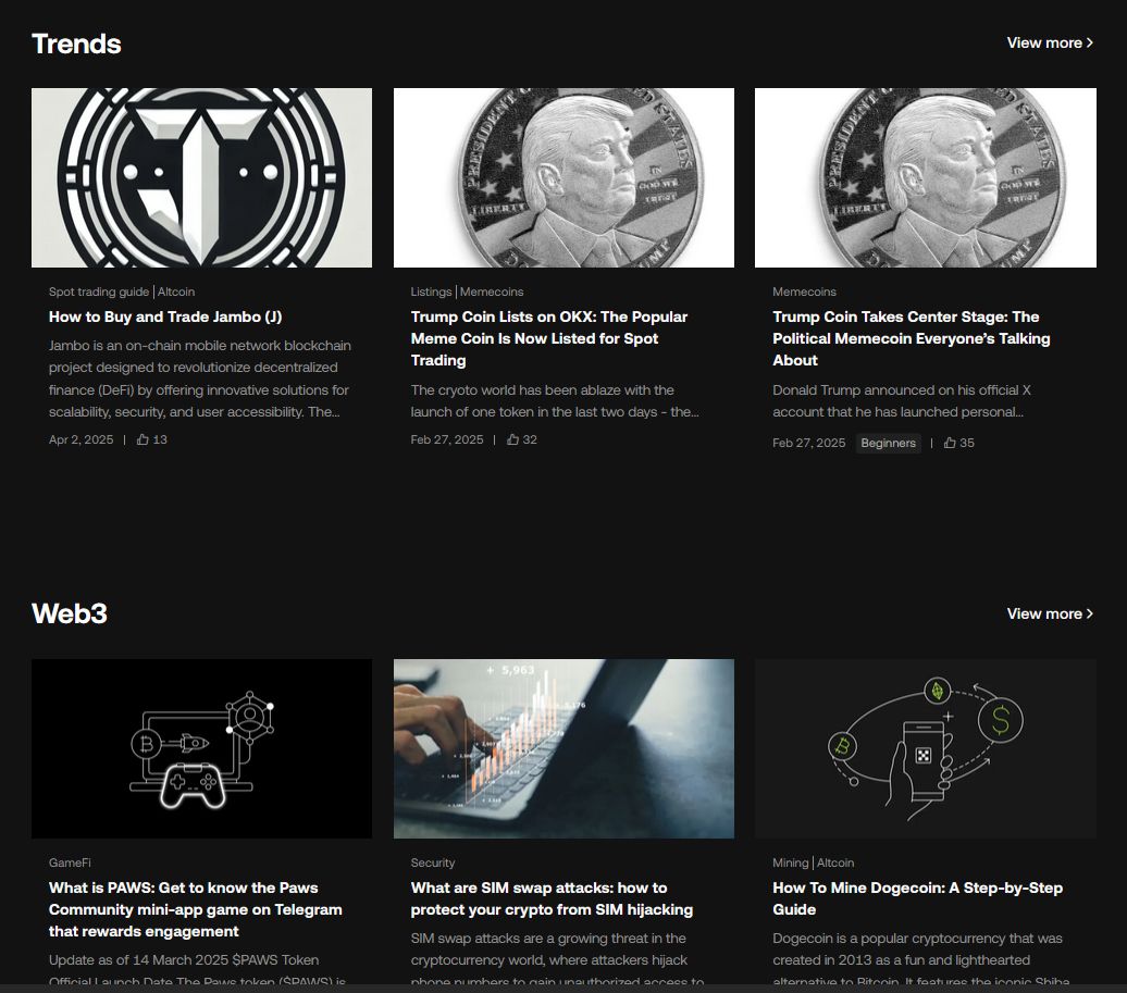 Az OKX ismeretterjesztő oldala