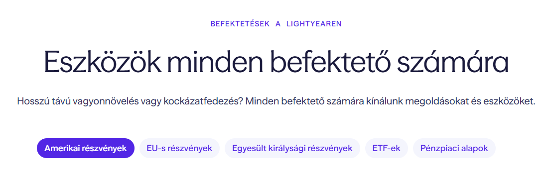A Lightyear termékkínálata