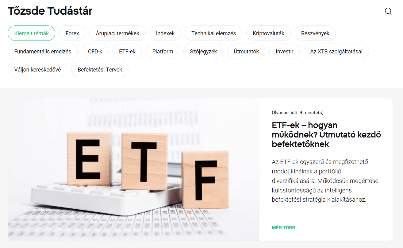 Oktatási szolgáltatás: XTB