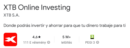 XTB Google Play értékelés