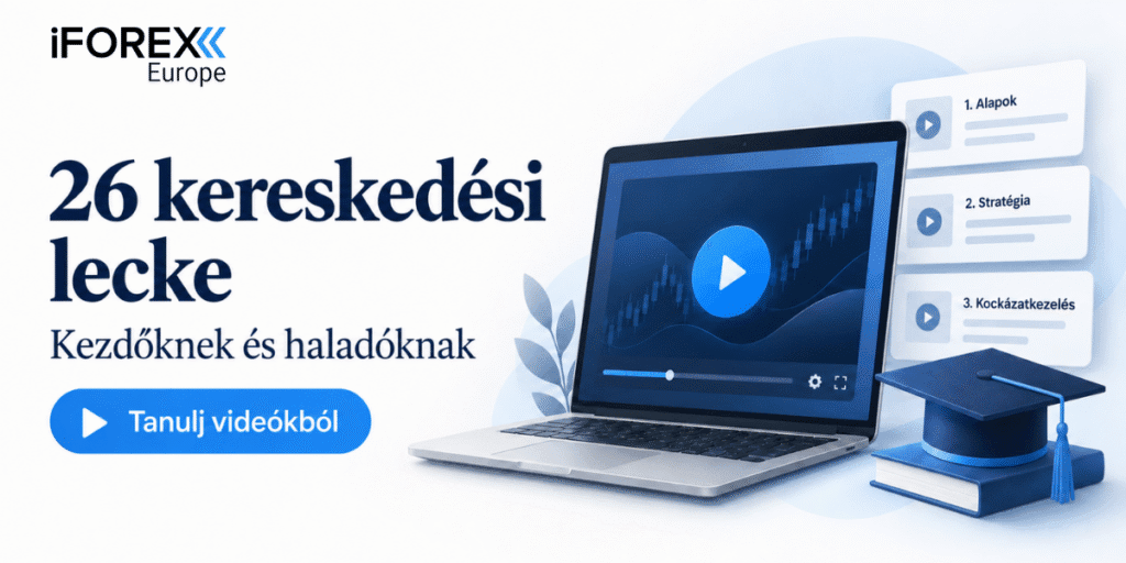 26 kereskedési lecke kezdőknek és haladóknak, videós oktatást szemléltető laptoppal.